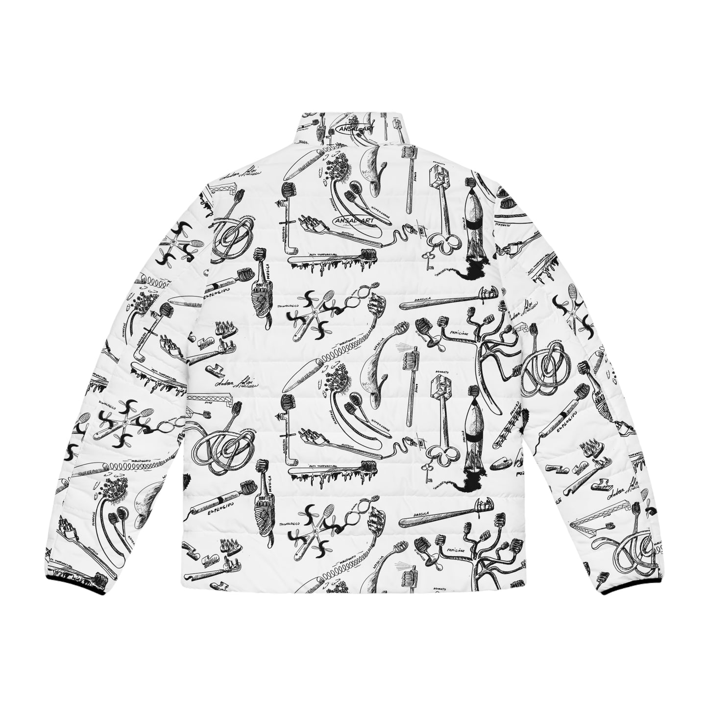 spazzolini-Colorful Men's Puffer Jacket, AOP Jacket for Adventurers, Artistic Winter Coat, Unique Gift for Art Lovers, Trendy Outerwear for Every [...]