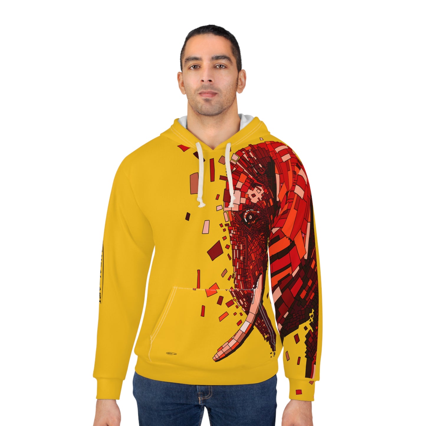 Elephant yellow-Unisex Pullover Hoodie (AOP)