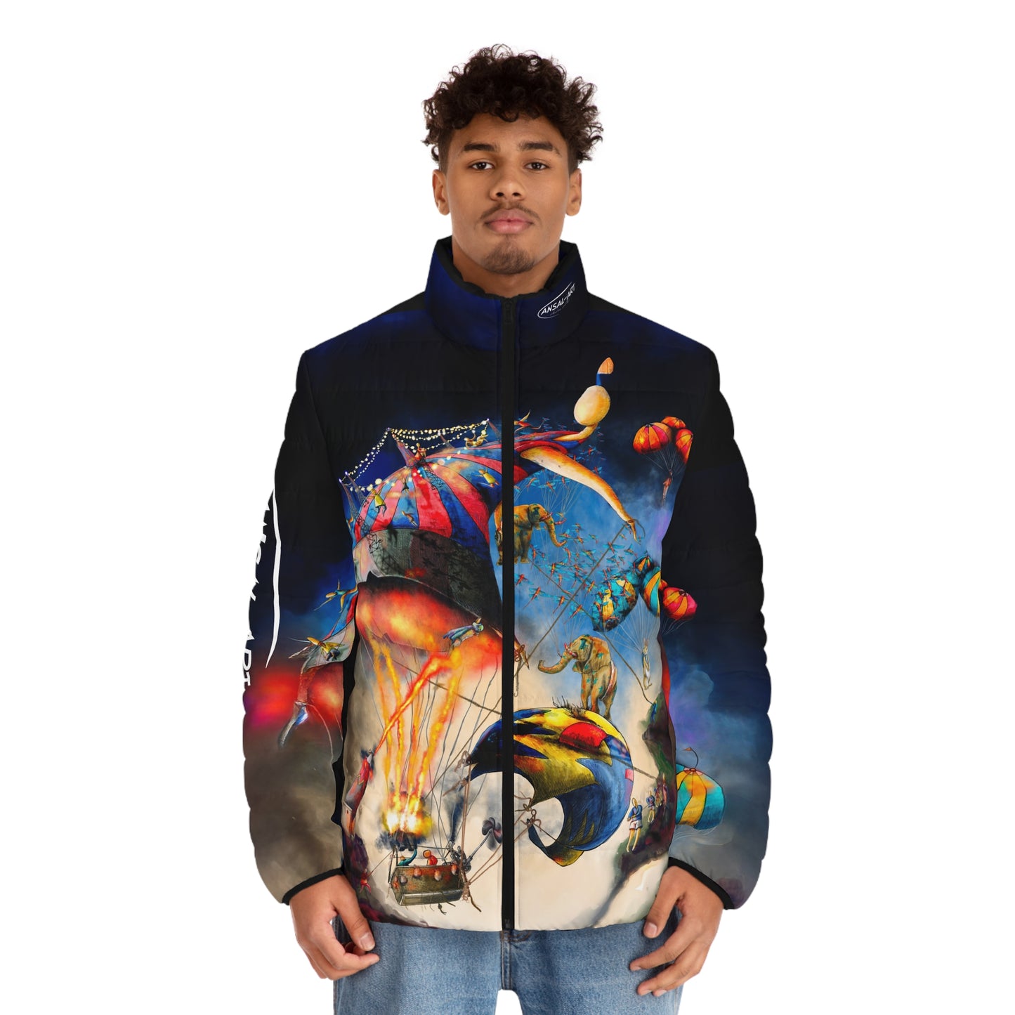 Circus-Colorful Men's Puffer Jacket, AOP Jacket for Adventurers, Artistic Winter Coat, Unique Gift for Art Lovers, Trendy Outerwear for Every [...]
