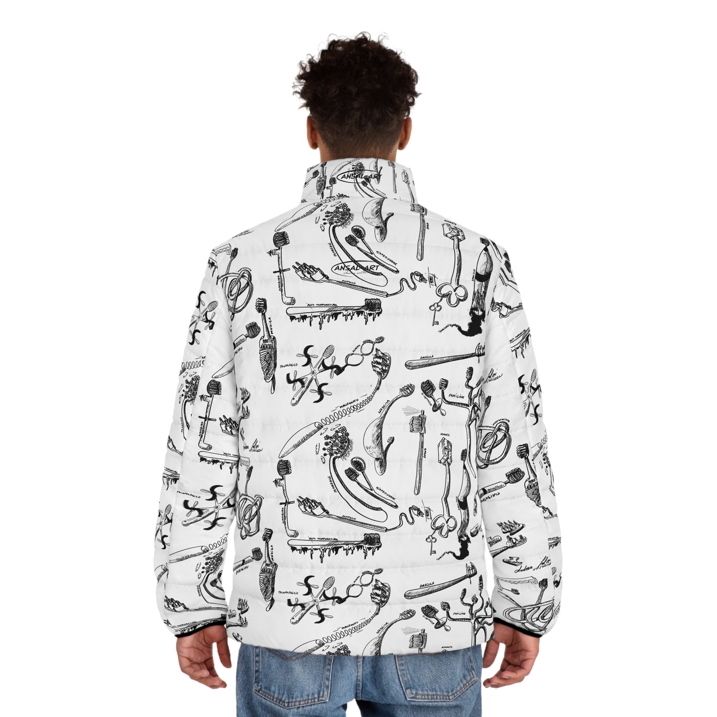 spazzolini-Colorful Men's Puffer Jacket, AOP Jacket for Adventurers, Artistic Winter Coat, Unique Gift for Art Lovers, Trendy Outerwear for Every [...]