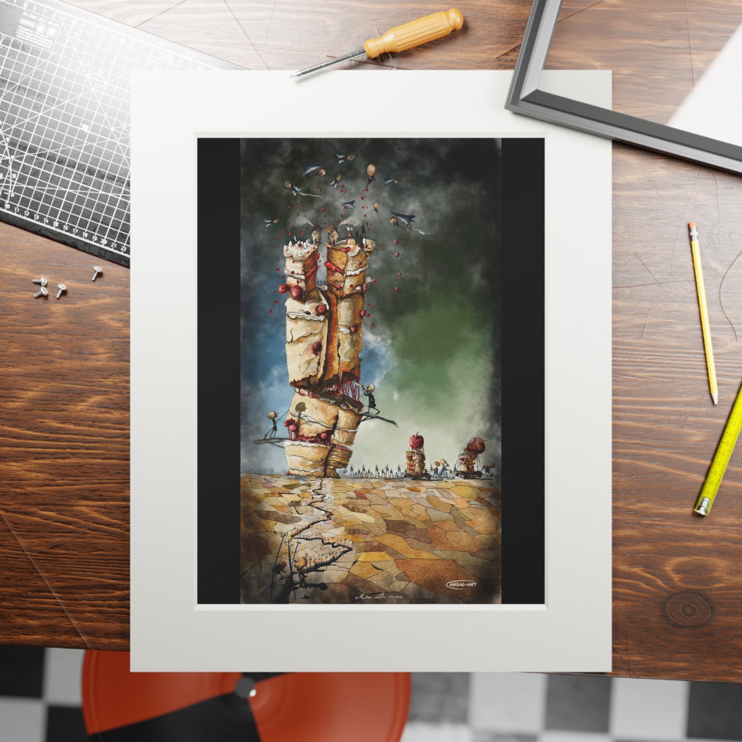 Guerra e mangia Fine Art Prints (Passepartout Paper Frame)-