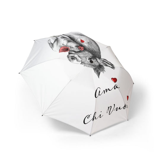 asino ombrello pieghevole in alpaca romantico — "Ama Chi Vuoi" Heart Design