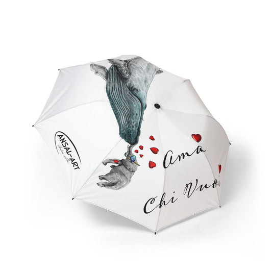balena Romantic Alpaca Foldable Umbrella — "Ama Chi Vuoi" Heart Design