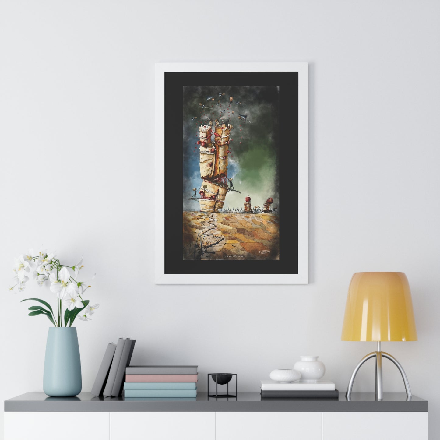 Framed Vertical Poster- guerra e mangia