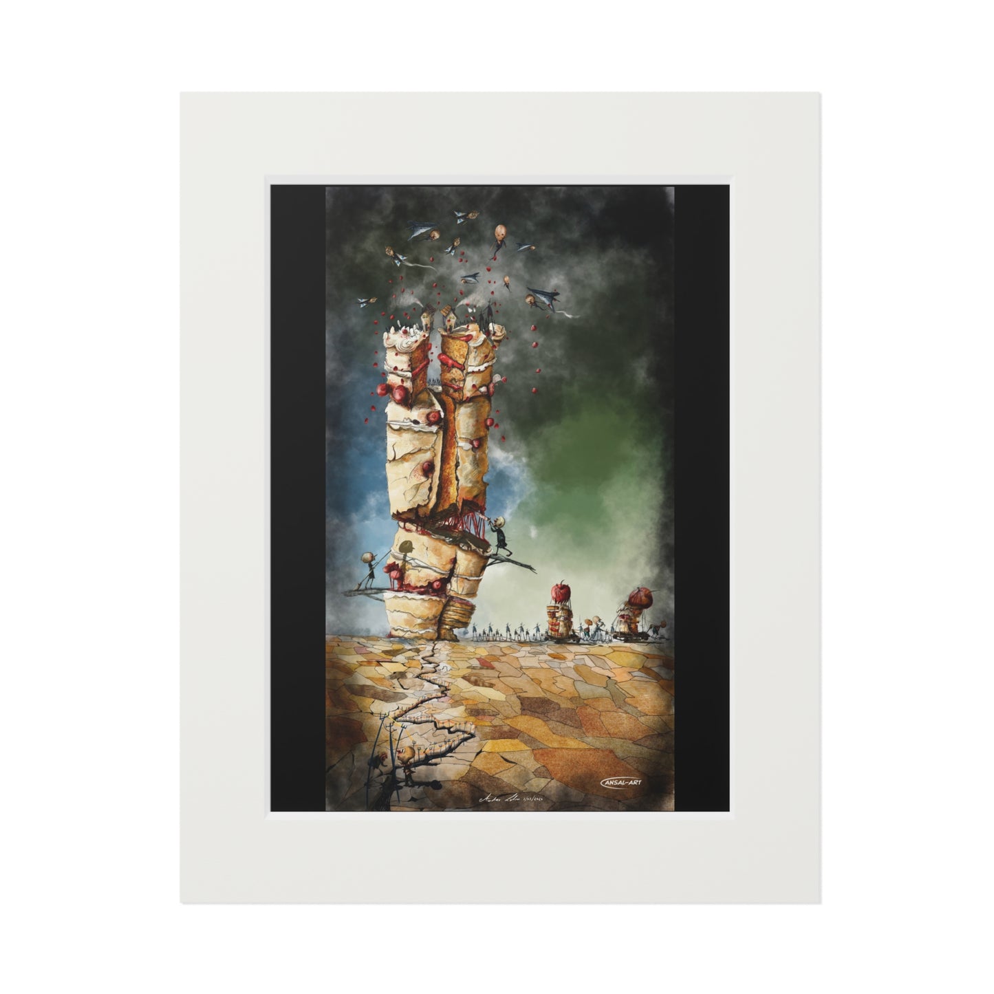 Guerra e mangia Fine Art Prints (Passepartout Paper Frame)-