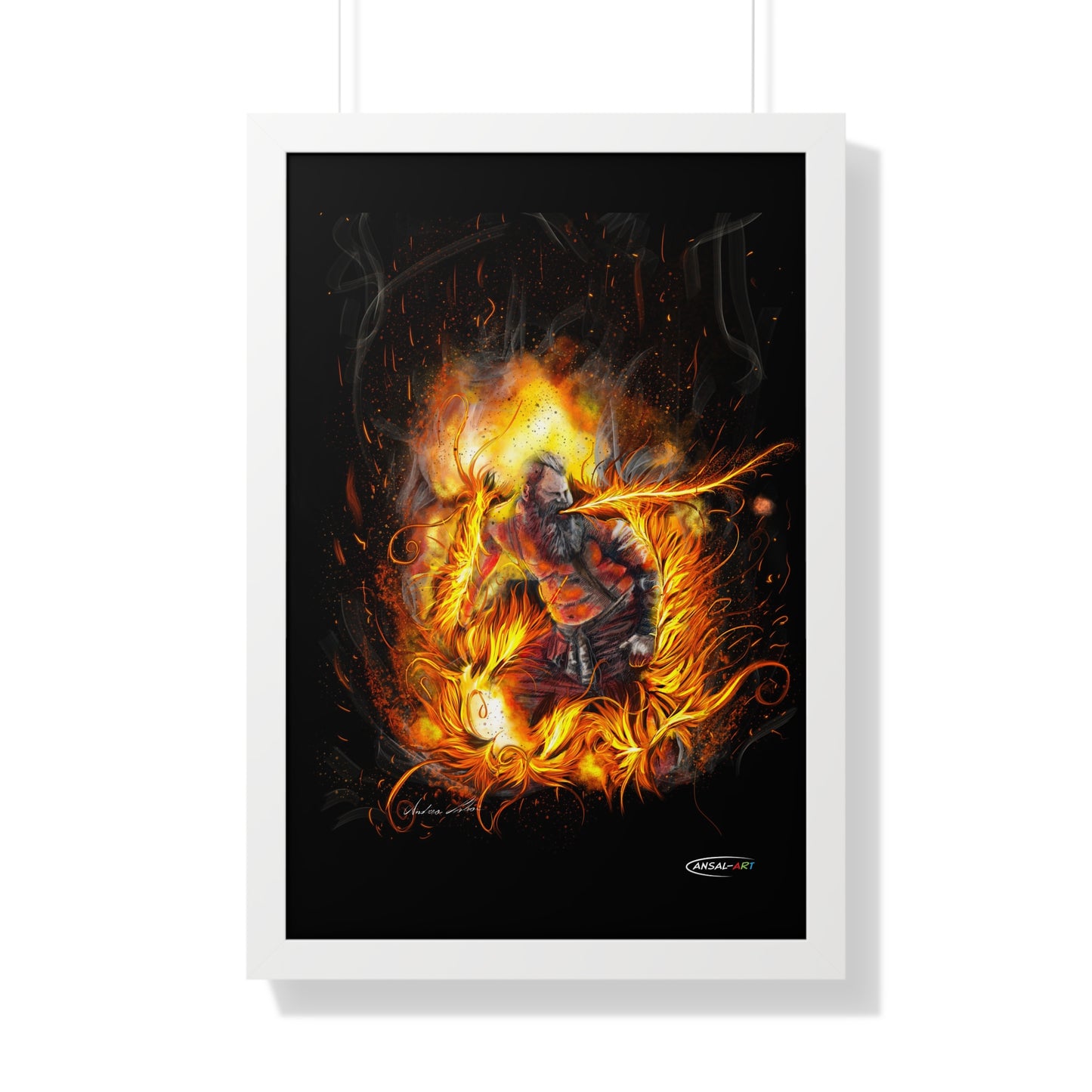 Framed Vertical Poster- mangiafuoco 2