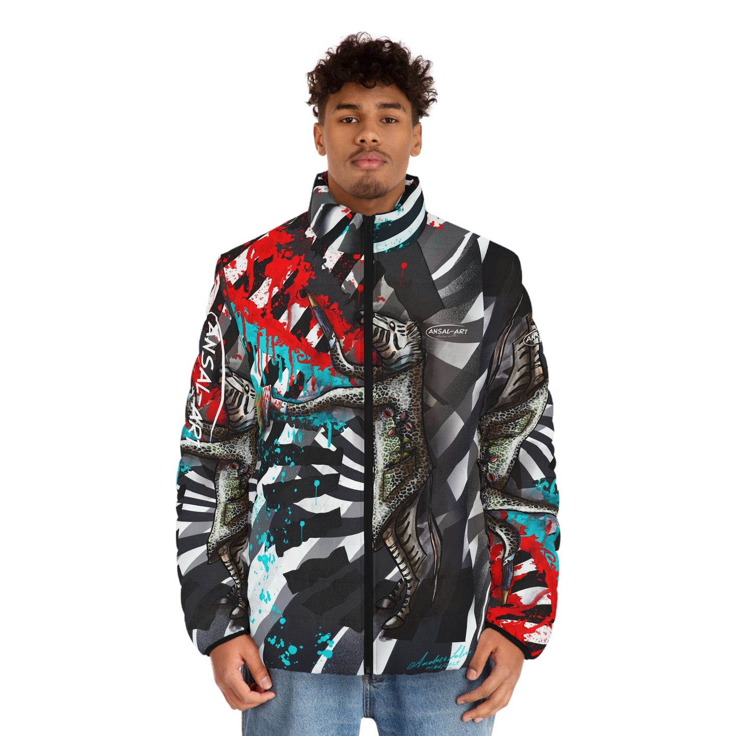 Zebra-Colorful Men's Puffer Jacket, AOP Jacket for Adventurers, Artistic Winter Coat, Unique Gift for Art Lovers, Trendy Outerwear for Every [...]