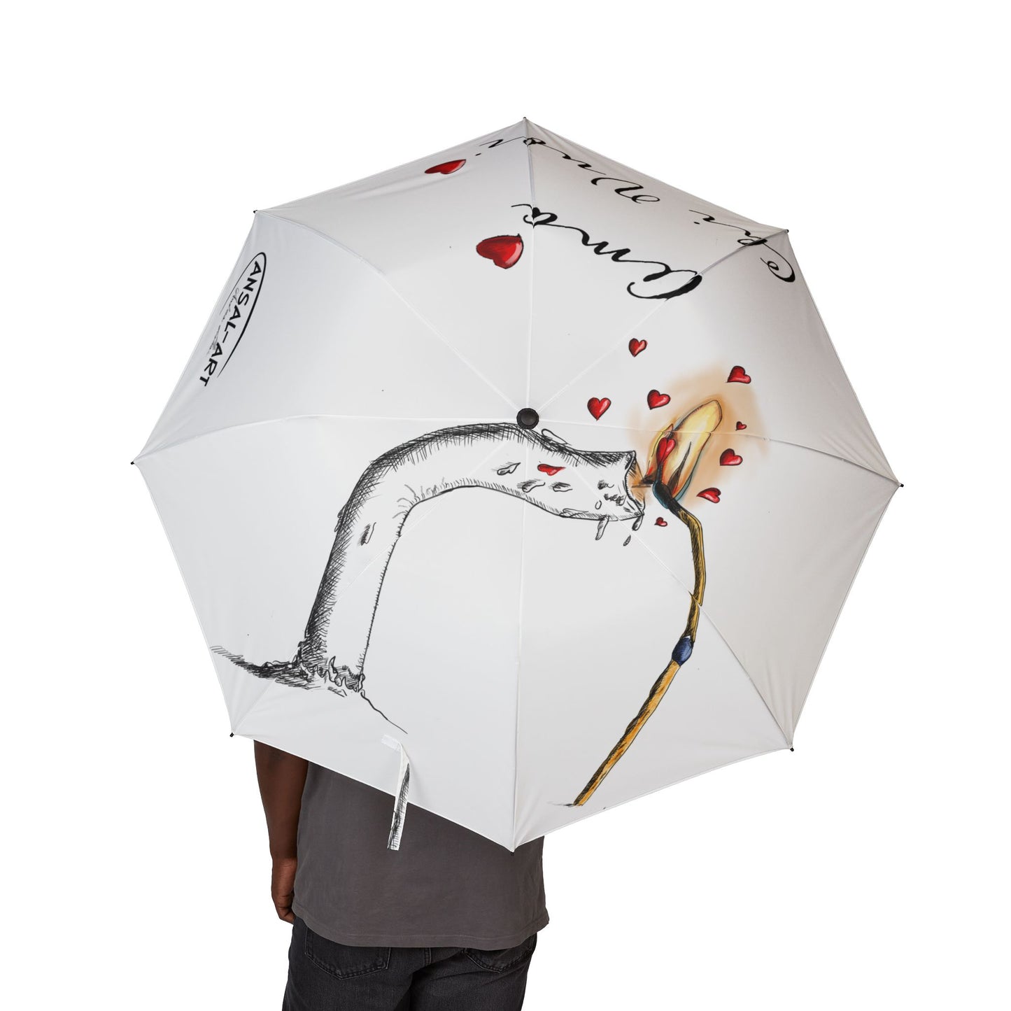 candela ombrello pieghevole in alpaca romantico — "Amo Chi Vuoi" Heart Design