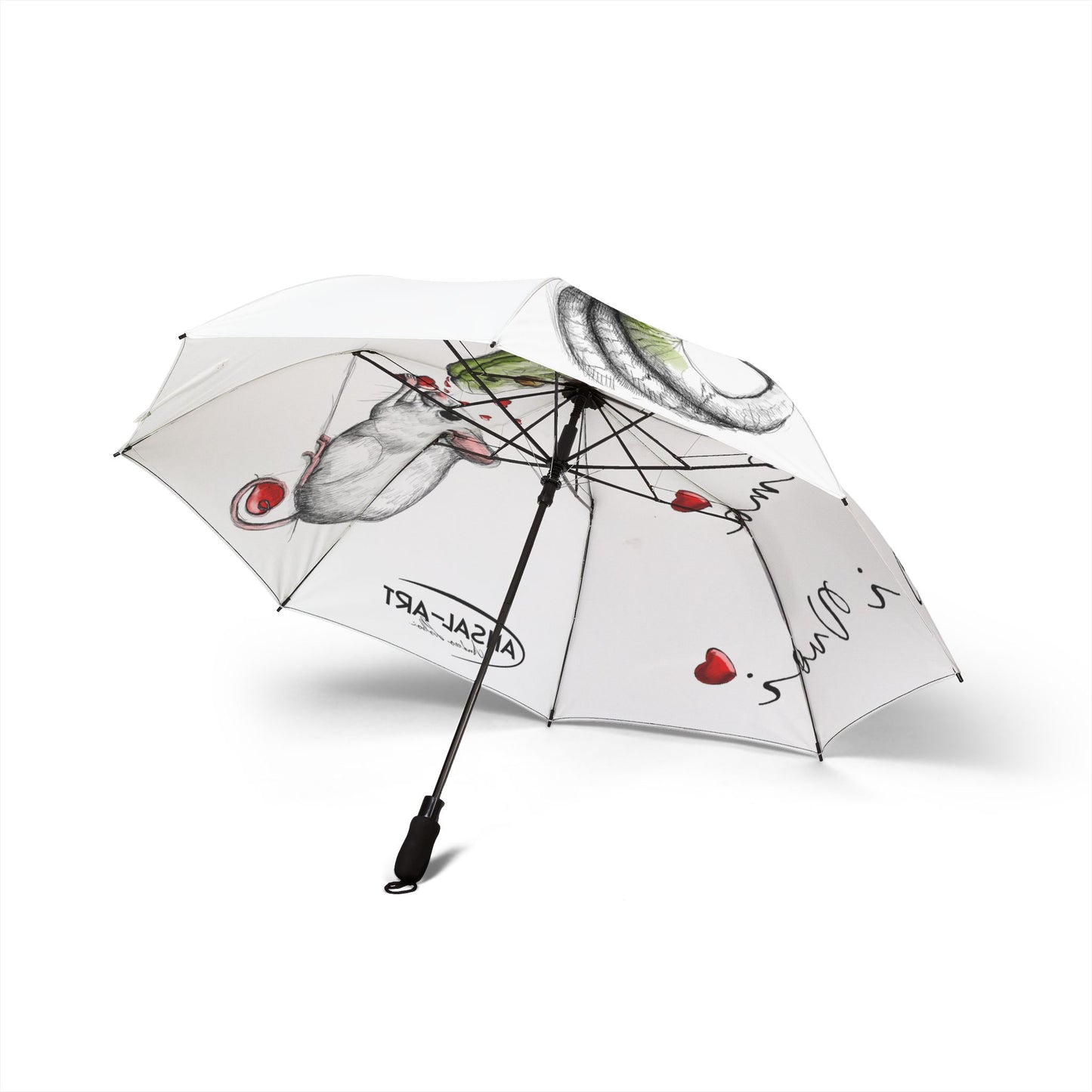 topo Romantic Alpaca Foldable Umbrella — "Amo Chi Vuoi" Heart Design